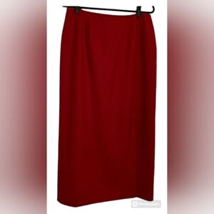 Vintage Norton McNaughton solid red skirt with Side Slit Fully lined size 12